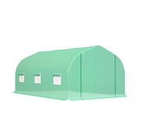 Outsunny Invernadero Caseta con 6 Ventanas Buena Ventilación Estructura de Acero Estable Gran Entrada Cremallera para Cultivo Plantas Jardín Terraza 450x300x200 cm Verde