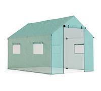 Outsunny Invernadero Caseta Invernadero de Túnel con 4 Ventanas de Malla y Puerta con Cremallera 2x3x2 m Verde Aosom España