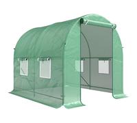 Outsunny Invernadero Caseta Invernadero de Túnel con Cubierta de PE 140 g/m² para Jardín Terraza 245x200x198 cm Verde Aosom España