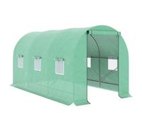 Outsunny Invernadero Caseta Invernadero de Túnel con Puerta Enrollable y 6 Ventanas Cubierta PE 140 g/m² Anti-UV 4x2x2 m Verde Aosom España