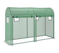 Outsunny Invernadero Caseta Jardín 300x100x200 cm con 4 Ventanas 2 Puertas PE Acero para Cultivo Plantas Flores Verde Aosom España