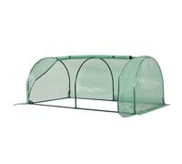 Outsunny Invernadero Caseta 200x100x80 cm para Jardín Vivero Casero Tipo Túnel con Marco de Acero y Cubierta Plástico Verde Aosom España