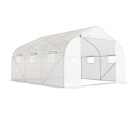 Outsunny Invernadero con Cubierta para Jardín Patio Caseta 445x299x205 cm Mosquitera Plantas Flores Blanco Aosom España