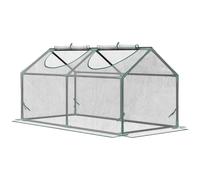 Outsunny Invernadero de Exterior 120x60x60 cm Invernadero de Jardín con 2 Ventanas Enrollables Cubierta de Plástico y Marco de Acero Impermeable Anti-UV para Cultivo de Plantas Verduras Transparente T