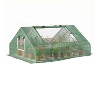 Outsunny Invernadero de Exterior, 180x140x80 cm, Invernadero Pequeño con 4 Ventanas Enrollables de Malla, Marco de Acero y Cubierta PE 140g/㎡ Anti-UV para Jardin, Cultivos, Plantas, Verde Green 180x14
