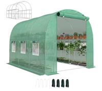 Outsunny Invernadero de Exterior 2,8x2x1,9 m con Estantes Anti-UV Verde | Invernadero de Túnel, Puerta Enrollable, 6 Ventanas de Malla, Cubierta PE, Marco de Acero Galvanizado, Impermeable