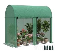 Outsunny Invernadero de Exterior 2 Puertas Cremallera 200x100x178 cm Verde | Invernadero de Jardín, Puertas Enrollables, Marco de Acero y Cubierta de PE 140g/m², Anti-UV, Impermeable, Plantas Flores