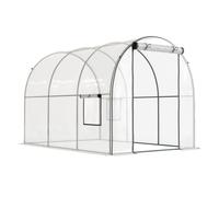 Outsunny invernadero de exterior 3x2x2 m, invernadero de túnel con puerta enrollable, 2 ventanas de malla, cubierta de plástico y marco de acero, anti-uv, para cultivos, plantas, flores, transparente
