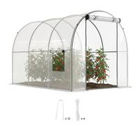 Outsunny Invernadero de Exterior 3x2x2 m, Invernadero de Túnel con Puerta Enrollable, 2 Ventanas de Malla, Cubierta de Plástico y Marco de Acero, Anti-UV, para Cultivos, Plantas, Flores, Transparente