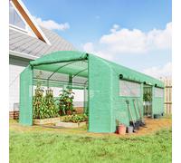 Outsunny Invernadero de Túnel 6x3x2 m 3 puertas enrollables ventanas de malla PE 140g/m² Verde