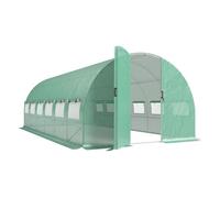 Outsunny invernadero de exterior 6x3x2 m, invernadero de túnel con puerta con bisagras, ventanas de malla, cubierta pe 140g/m² y marco de acero galvanizado, anti-uv, impermeable, para cultivos, verde