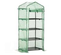 Outsunny Invernadero de Jardín con 4 Estantes y Cubierta de PE Tipo Caseta de Tubo Acero Vivero Casero para Cultivo de Plantas Flores Macetas