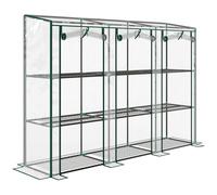 Outsunny Invernadero de Exterior con Estantes de 3 Niveles Puertas con Cremallera y Marco de Acero 215x46x151 cm Transparente