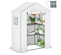 Outsunny Invernadero de Exterior de 3 Niveles Invernadero de Jardín con Puerta Enrollable 2 Ventanas Estantes de U para Cultivo de Plantas en Patio 140x73x190 cm
