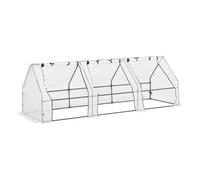 Outsunny Invernadero de Terraza Jardín 270x90x90 cm Tipo Caseta de Acero con 3 Ventanas Enrollables Vivero Casero para Cultivo de Plantas Verduras