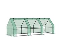 Outsunny invernadero de exterior invernadero de jardín 270x90x90 cm tipo caseta con 3 ventanas marco de acero y cubierta de pe 140g/㎡ para cultivo plantas flores tomates verde