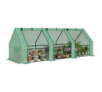 Outsunny Invernadero de Exterior Invernadero de Jardín 270x90x90 cm Tipo Caseta con 3 Ventanas Marco de Acero y Cubierta de PE 140g/㎡ para Cultivo Plantas Flores Tomates Verde Green 270x90x90cm
