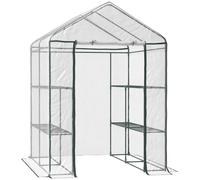 Outsunny Invernadero de jardín transparente 3 pisos 143x143x195 cm – marco de acero, cubierta PVC