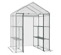 Outsunny Invernadero de jardín transparente 3 pisos 143x143x195 cm – marco de acero, cubierta PVC