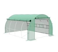 Outsunny Invernadero de Exterior Invernadero de Túnel con Puerta y Ventanas de Malla Enrollables Invernadero de Huerto para Patio Jardín Verde Green
