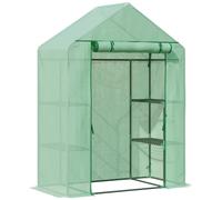 Outsunny Invernadero de Jardín 141x72x191 cm Vivero Casero con 4 Estantes Puerta Enrollable Cubierta de PE 140g/m² y Marco de Acero para Cultivos