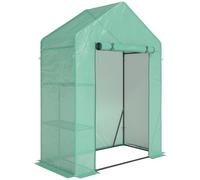 Outsunny Invernadero de Jardín 143 x 73 x 195 cm con Estantería de 2 Baldas, Verde Aosom España