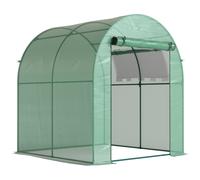 Outsunny Invernadero de Jardín 180x180x200 cm Invernadero de Túnel Pequeño con Puerta Enrollable y Ventana de Malla Verde Aosom España