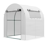 Outsunny Invernadero de Jardín 180x180x200 cm Invernadero de Túnel Pequeño con Puerta Enrollable y Ventana de Malla para Cultivar Plantas Flores White