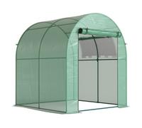 Outsunny invernadero de jardín 180x180x200 cm invernadero de túnel pequeño con puerta enrollable y ventana de malla para cultivar plantas flores verde 200 cm