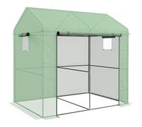 Outsunny Invernadero de jardín 2,8m² con 1 gran puerta enrollable y 2 ventanas, 200x140x200 cm, Verde Aosom España