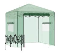 Outsunny Invernadero de Jardín 240x180x240 cm Plegable Caseta Vivero para Cultivos Plantas Flores con 2 Ventanas y Puerta con Cremallera de Acero y PE Verde Aosom España