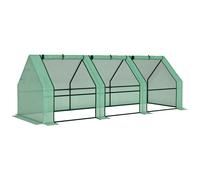 Outsunny Invernadero de Jardín 270x90x90 cm Caseta Tubo de Acero con 3 Ventanas Vivero Casero para Cultivo Plantas Verde Aosom España