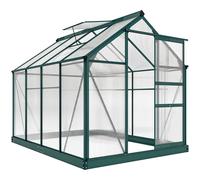 Outsunny Invernadero de Jardín 2x2,5 m Policarbonato y Aluminio Vivero Casero con Tragaluz Protección UV30 y Base 4,79 m² para Macetas Cultivo Plantas Flores Transparente Transparent 190x252x201cm