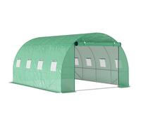 Outsunny Invernadero de jardín 3x4x2 m con puerta enrollable y grandes ventanas, en acero galvanizado y PE, Verde Aosom España