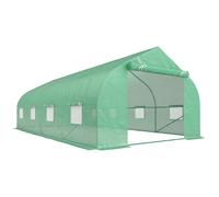 Outsunny Invernadero de Jardín 600x300x200 cm Tipo Túnel para Cultivo Plantas con 8 Ventanas Transpirables y Puerta Enrollable Verde Aosom España
