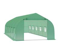 Outsunny Invernadero túnel 8x3x2 m para cultivo de plantas 12 ventanas puerta enrollable Verde