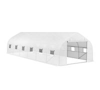 Outsunny Invernadero de Jardín 800x300x200 cm Tipo Túnel para Cultivo de Plantas y Verduras con 12 Ventanas y Puerta Enrollable Acero y PE White 800x300x200cm