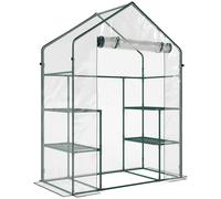 Outsunny Invernadero de Jardín con 4 Estantes 1 Puerta con Cremallera para Cultivo de Plantas Flores 142x73x195 cm Verde Aosom España