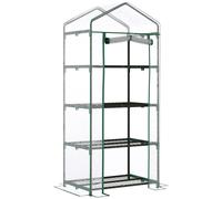 Outsunny Invernadero de Jardín con 4 Estantes Metálicos Tipo Caseta de Tubo Acero Vivero Casero para Cultivo de Plantas Flores Macetas 70x50x160 cm