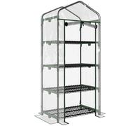 Outsunny Invernadero de Jardín con 4 Estantes Metálicos Tipo Caseta de Tubo Acero Vivero Casero para Cultivo de Plantas Flores Macetas 70x50x160 cm Transparente Aosom España