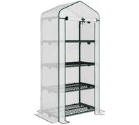 Outsunny Invernadero de Jardín con 4 Estantes y Cubierta de PE Tipo Caseta de Tubo Acero Vivero Casero para Cultivo 69x50x160 cm Blanco Aosom España