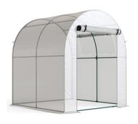 Outsunny Invernadero de Jardín de Túnel Pequeño con Puerta Enrollable y Ventana de Malla 180x180x200 cm Blanco Aosom España