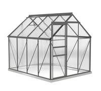 Outsunny Invernadero de jardín en policarbonato 4,8 m² con fundación, ventanilla ajustable, puerta corredera 1,9x2,53x1,99m transparente