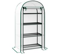 Outsunny Invernadero de jardín invernadero de balcón resistente a los UV puerta enrollable 4 estantes cobertura de PE 80x50x160 cm Aosom España