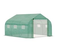 Outsunny Invernadero de Jardín Invernadero de Túnel con Puerta y 6 Ventanas Enrollables de Polietileno Galvanizado Verde Aosom España