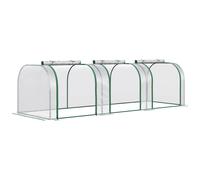 Outsunny Invernadero de Jardín Mini Túnel para Tomates 3L x 1L x H m Acero de Alta Densidad Anti-UV 3 Ventanas con Cremallera de Rodillo Verde y Transparente Beige 3x3 pies