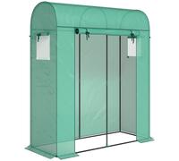 Outsunny Invernadero de Jardín, Pequeño Invernadero de Balcón con Lona PE y Estructura de Acero, Puerta Enrollable y Ventanas 170 x 68 x 200 cm, Verde Aosom España