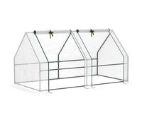 Outsunny Invernadero de Jardín Terraza 180x90x90 cm Tipo Caseta Tubo de Acero con 2 Ventanas Enrollables Vivero Casero Blanco Aosom España