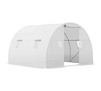 Outsunny Invernadero de jardín túnel 9 m² 4 ventanas, puerta enrollable con cremallera chasis acero galvanizado, lona PE 3 x 3 x 2 m blanco Aosom España