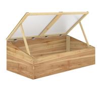 Outsunny Invernadero de Madera Huerto Urbano Vivero Casero con Doble Tapa de Policarbonato Abatible para Cultivo de Plantas Huerto Jardín Terraza Patio Exterior 100x50x36 cm Natural